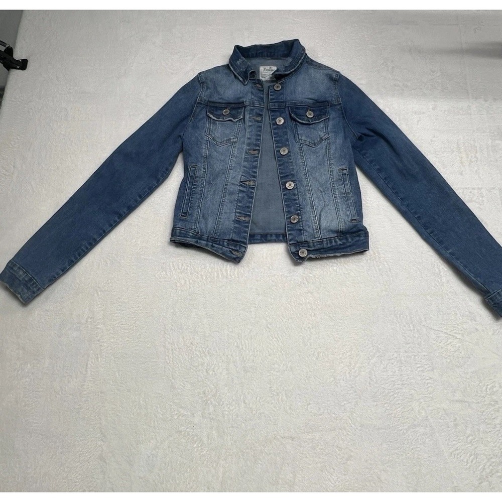 Papaya Womens Blue Denim Jacket PH9079 Button Front Collared Jean Jacket Small